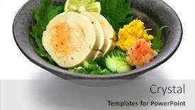  Presentation with liver - Slides consisting of ankimo-steamed-monkfish-liver-japanese background and a light gray colored foreground