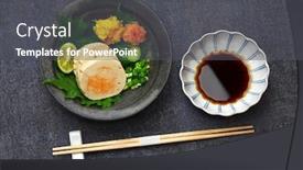  Presentation with liver - PPT theme with ankimo-steamed-monkfish-liver-japanese background and a dark gray colored foreground