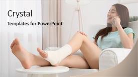  Presentation with emotion - PPT theme featuring emotion trauma - beautiful young woman with bandaged background and a light gray colored foreground