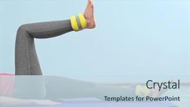  Presentation with weight - Slide deck having woman training with weights background and a sky blue colored foreground