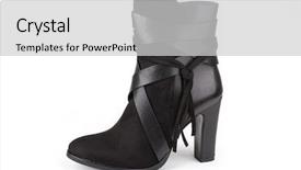  Presentation with black white - Presentation design featuring ankle boot with a tassel background and a light gray colored foreground