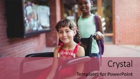 Presentation with wheelchair - Audience pleasing theme consisting of ankle fracture - girl pushing a friend backdrop and a violet colored foreground