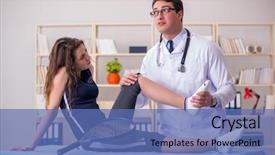  Presentation with sports doctor - Audience pleasing theme consisting of ankle fracture - man doctor taking care backdrop and a ocean colored foreground