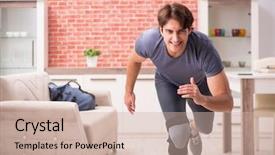  Presentation with one young man exercising handball - Amazing PPT layouts having ankle fracture - young handsome man doing sport backdrop and a soft green colored foreground