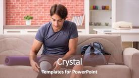  Presentation with curling sport - Presentation featuring ankle fracture - young handsome man doing sport background and a violet colored foreground