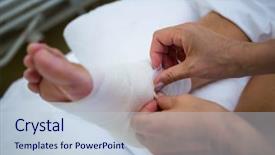  Presentation with bandaging - Colorful theme enhanced with ankle orthopedic - doctor bandaging patients leg backdrop and a lemonade colored foreground