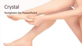  Presentation with orthopedic ankle - Slide deck having ankle orthopedic - legs of young woman suffering background and a lemonade colored foreground