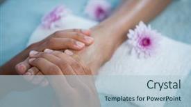  Presentation with foot massage - Audience pleasing theme consisting of ankle orthopedic - physiotherapist giving foot massage backdrop and a light blue colored foreground
