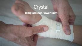  Presentation with ankle - Cool new presentation theme with running ankle - injured foot on a wooden backdrop and a gray colored foreground