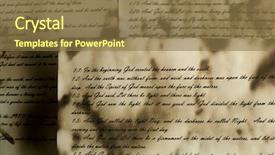  Presentation with ancient - Slides enhanced with annalys - ancient and vintage handwritten bible background and a coral colored foreground
