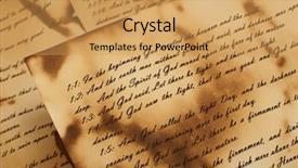  Presentation with ancient history bible scrolls - Cool new PPT theme with annalys - ancient and vintage handwritten bible backdrop and a yellow colored foreground