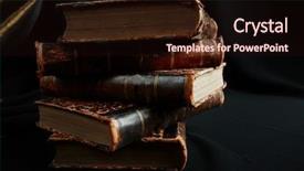  Presentation with vintage art - Colorful presentation theme enhanced with annalys - style art background vintage books backdrop and a wine colored foreground