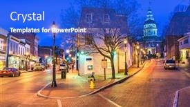  Presentation with maryland - PPT layouts with annapolis-maryland-usa-downtown-cityscape background and a cobalt blue colored foreground