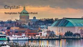  Presentation with maryland - Audience pleasing theme consisting of annapolis-maryland-usa-town-skyline backdrop and a coral colored foreground