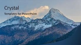  Presentation with nepal - Amazing PPT layouts having poon hill - annapurna i left and annapurna backdrop and a light blue colored foreground
