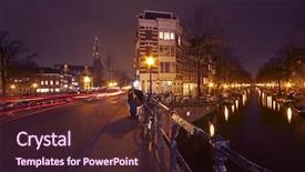  Presentation with city street - Audience pleasing PPT theme consisting of anne frank - romantic street view in amsterdam backdrop and a  colored foreground