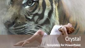  Presentation with concert symphony woman dancing in grass - Audience pleasing slides consisting of annimated - woman dancer seating posing backdrop and a violet colored foreground