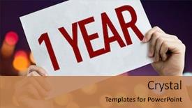  Presentation with night - Amazing presentation theme having anniversary - 1 year placard with night backdrop and a coral colored foreground