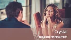  Presentation with restaurant - Theme having anniversary - beautiful couple in a restaurant background and a coral colored foreground