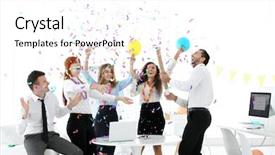  Presentation with party - Theme having anniversary - business colleagues having party background and a white colored foreground