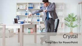  Presentation with work anniversary - PPT theme having anniversary - businessman having fun taking background and a light gray colored foreground