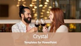  Presentation with young happy couple - PPT theme consisting of anniversary - celebration leisure and holidays concept background and a coral colored foreground