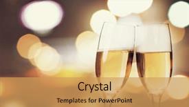  Presentation with sparkling - Presentation design consisting of anniversary - champagne glasses on sparkling background background and a yellow colored foreground