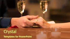  Presentation with restaurant - Slides enhanced with anniversary - closeup of couple hands background and a red colored foreground