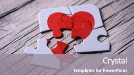  Presentation with heart puzzle - Cool new presentation theme with anniversary - closeup of some separated pieces backdrop and a gray colored foreground