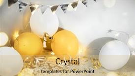  Presentation with balloons - PPT layouts having anniversary - colorful flag garland and balloons background and a yellow colored foreground