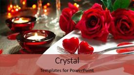  Presentation with table setting - Slides with anniversary - festive table place setting background and a red colored foreground