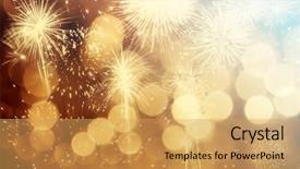  Presentation with new year - Cool new PPT layouts with anniversary - fireworks at new year backdrop and a yellow colored foreground