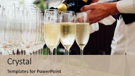  Presentation with champagne - Cool new presentation design with anniversary - glasses of champagne backdrop and a mint green colored foreground