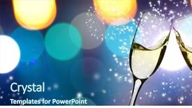  Presentation with champagne - Presentation featuring anniversary - glasses with champagne against holiday background and a ocean colored foreground