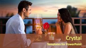  Presentation with dinner - Cool new presentation theme with anniversary - happy couple on summer evening backdrop and a tawny brown colored foreground