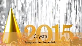  Presentation with decoration - Presentation theme with anniversary - new year decoration 2015 background and a yellow colored foreground