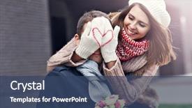  Presentation with dating - Presentation theme having anniversary - picture showing young couple background and a ocean colored foreground