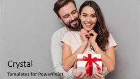  Presentation with anniversary - Theme with anniversary - portrait of a smiling young background and a coral colored foreground