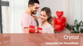  Presentation with valentines day - Colorful PPT layouts enhanced with anniversary - valentines day relationships and people backdrop and a coral colored foreground