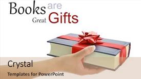  Presentation with school anniversary - Colorful slides enhanced with school anniversary - woman's hand holding a book backdrop and a coral colored foreground