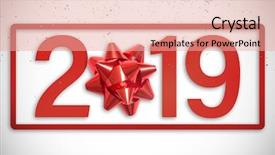  Presentation with budgeting 2019 - Slides having anniversary award - flying colours against 2019 background and a coral colored foreground