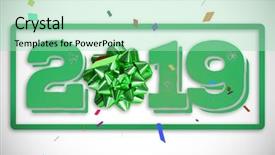  Presentation with 2019 - Audience pleasing theme consisting of anniversary award - flying colours against 2019 backdrop and a mint green colored foreground