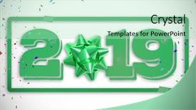  Presentation with budgeting 2019 - Slide deck featuring anniversary award - flying colours against 2019 background and a mint green colored foreground