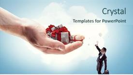  Presentation with bonus - Beautiful presentation theme featuring anniversary award - get your bonus for good backdrop and a sky blue colored foreground