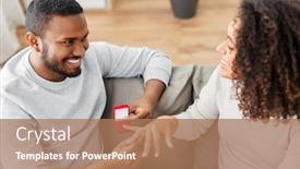  Presentation with anniversary - PPT theme having anniversary-proposal-and-couple-concept background and a coral colored foreground