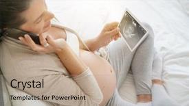  Presentation with announcing - Cool new presentation with annnouncements - pregnant woman on phone announcing backdrop and a coral colored foreground