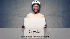  Presentation with announcement - Beautiful PPT layouts featuring annouancement card - black man wearing bike helmet backdrop and a lemonade colored foreground