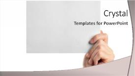  Presentation with white sheet - Theme enhanced with annouancement card - male hand holding clean sheet background and a white colored foreground