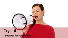 Presentation with angry - Amazing slide set having annoucement - young angry woman screaming backdrop and a  colored foreground