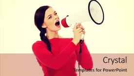  Presentation with angry - Audience pleasing presentation consisting of annoucement - young angry woman screaming backdrop and a  colored foreground